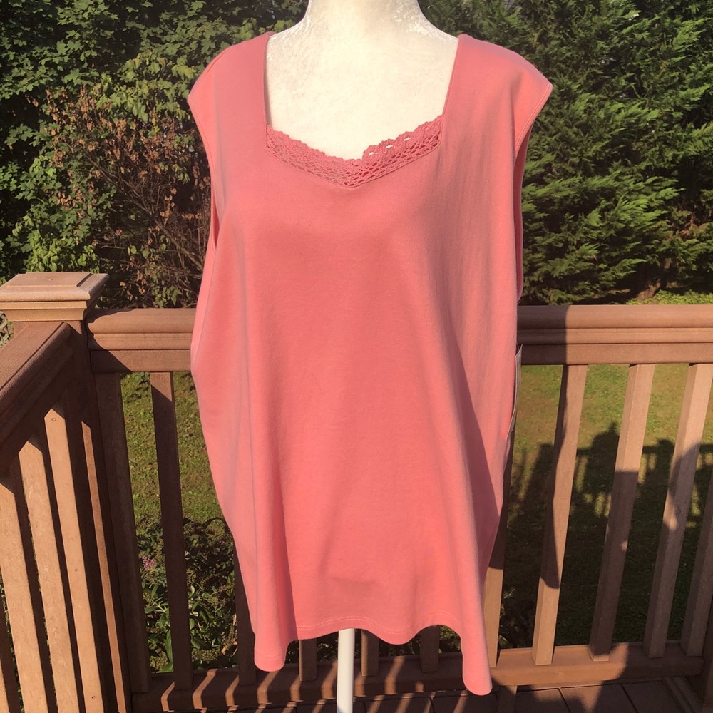 Alfred Dunner Melon 2X Short Sleeve Top